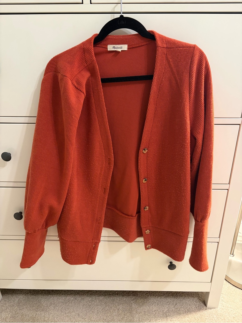 Madewell Women's Rust Orange Button-Up Knit Cardigan